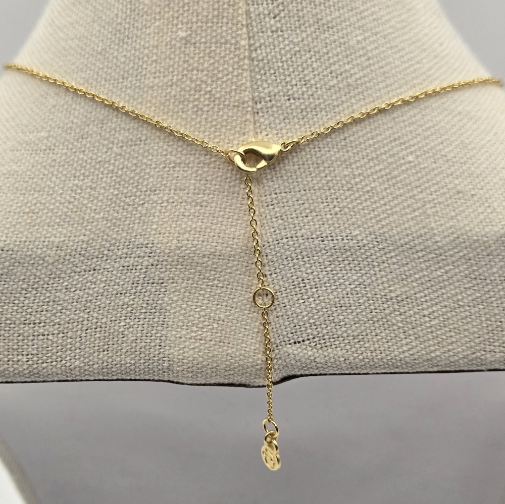 SPARTINA 448 Gold Plated Necklace Green Gemstone Adjustable - Picture 5 of 7